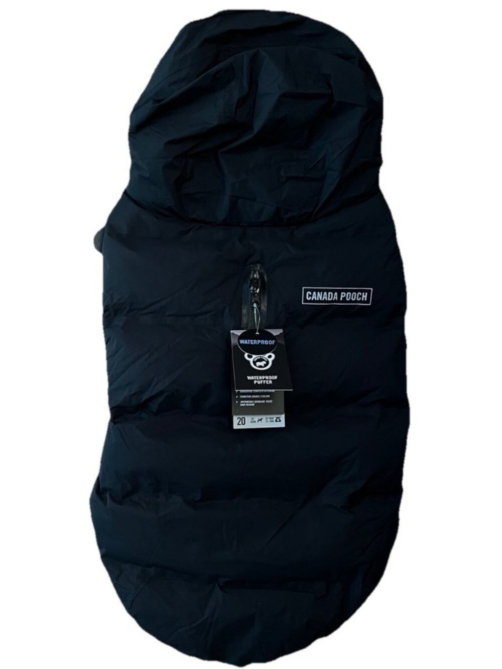 Canada Pooch Size 20 Black Waterproof Winter Canine Puffer Coat NWT